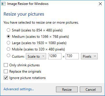 Image Resizer window
