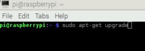 Entering sudo apt-get upgrade into terminal window