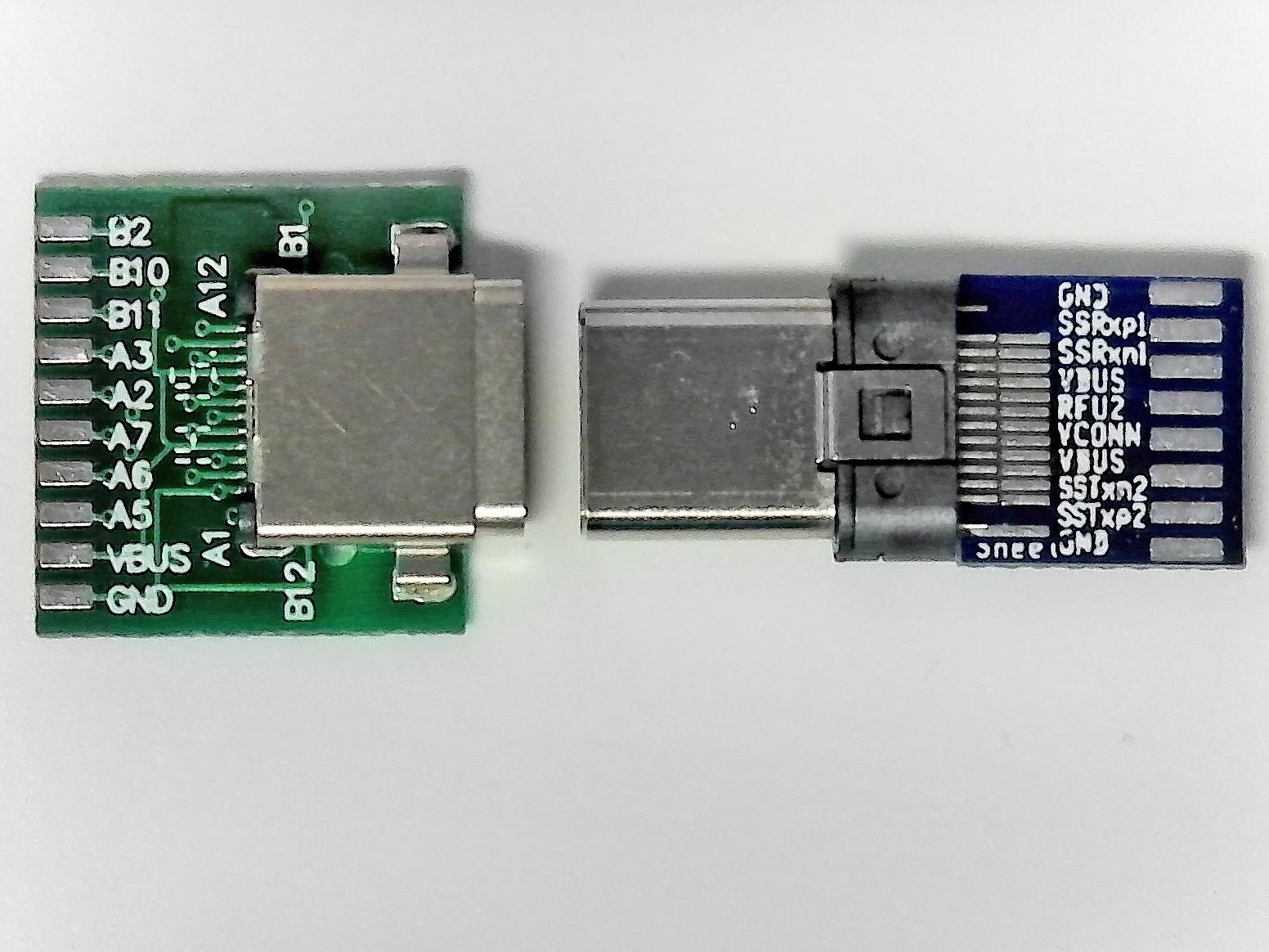 Comparison of the connectors and chips for USB Type-A and Type-C