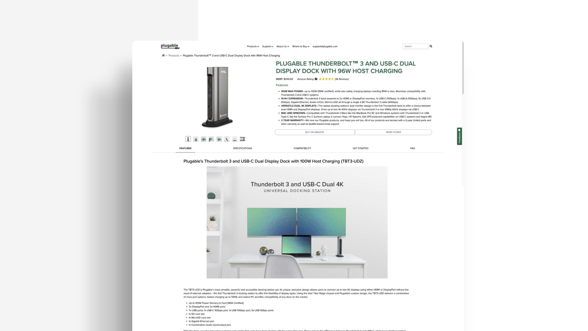 Screenshot of plugable.com product page