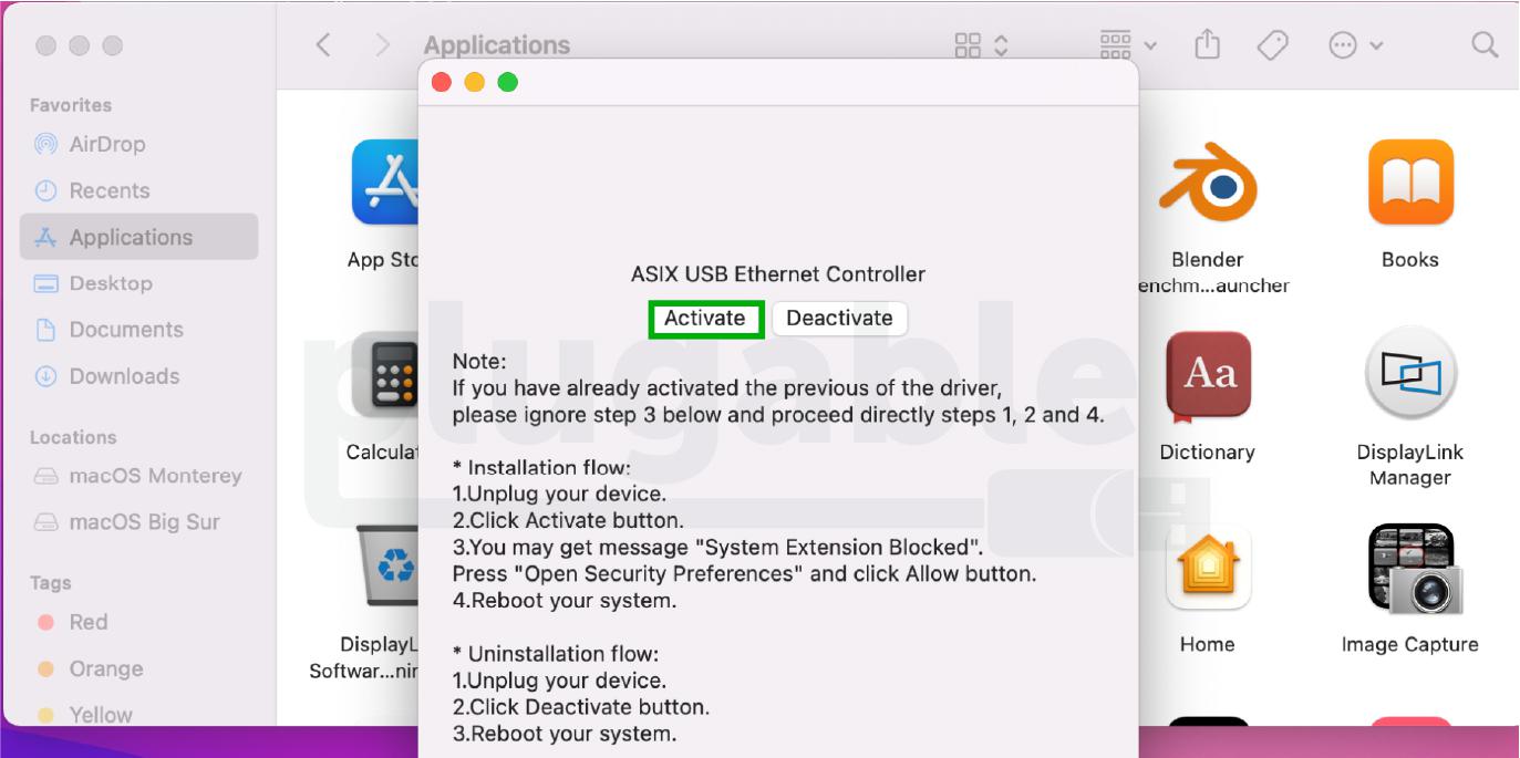 Install ASIX Drivers for macOS 12.x Monterey