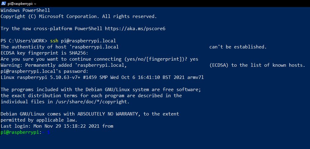 SSH into Raspberry Pi