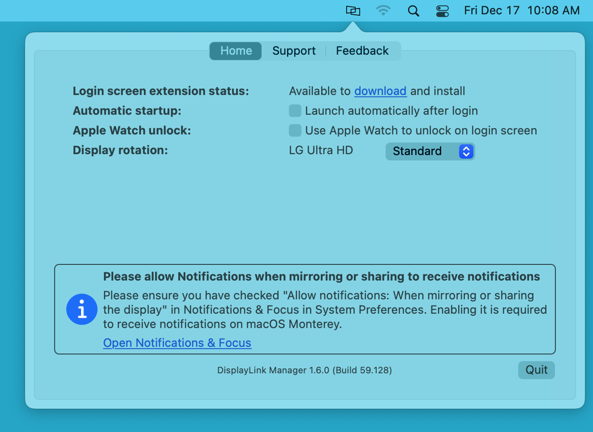 DisplayLink Manager App Installation Instructions for macOS 11 or macOS