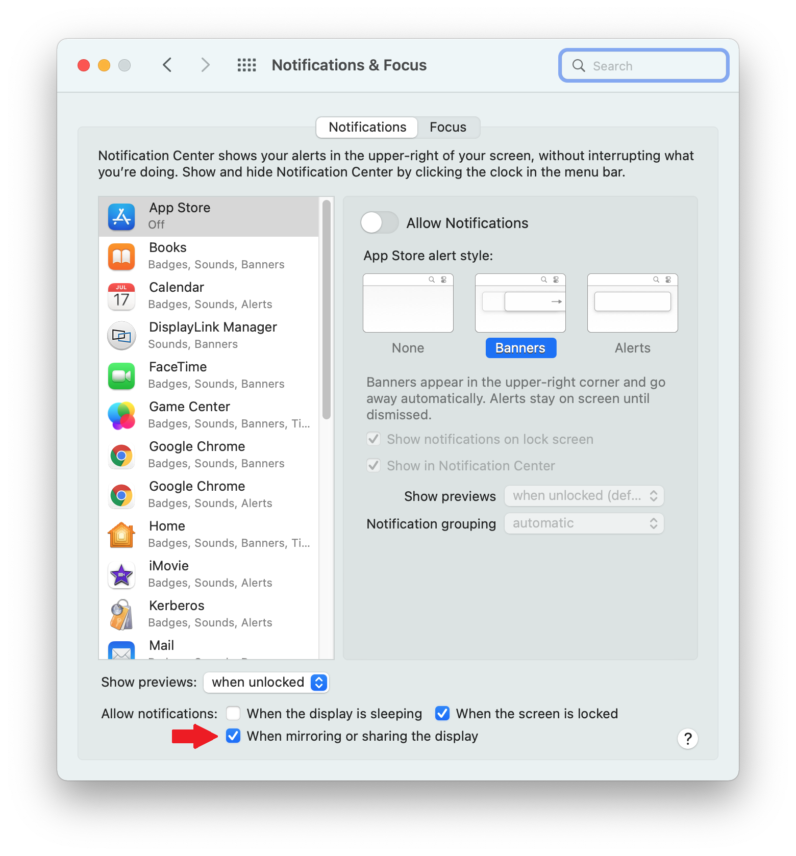 macOS Notifications and Focus