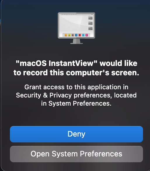 InstantView Click Open System Preferences