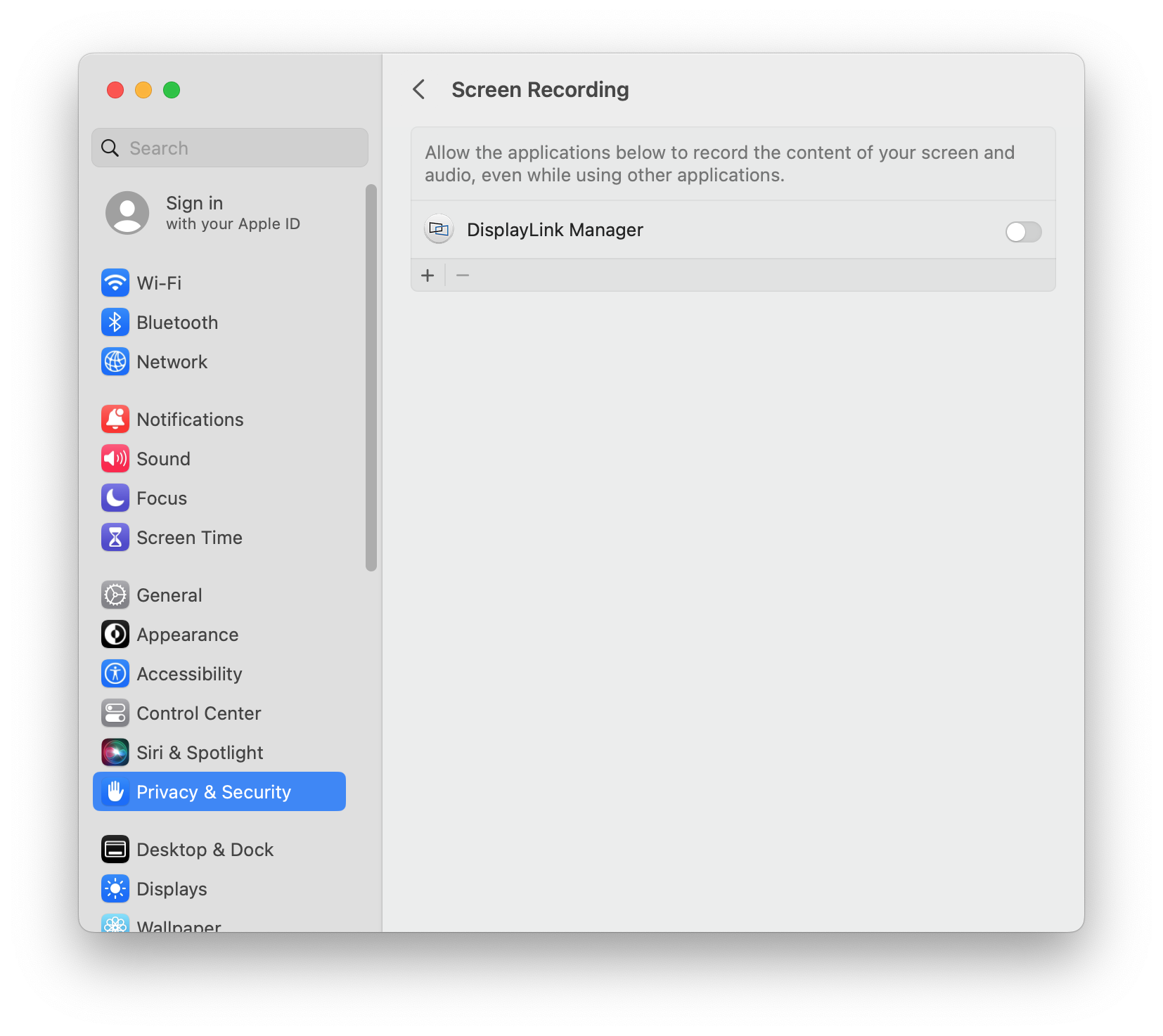 macos privacy and security application