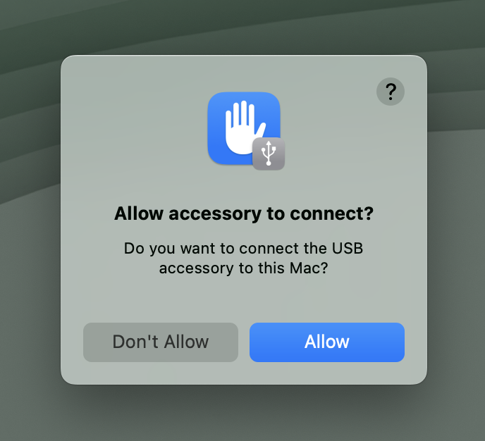 macos allow accessory to connect