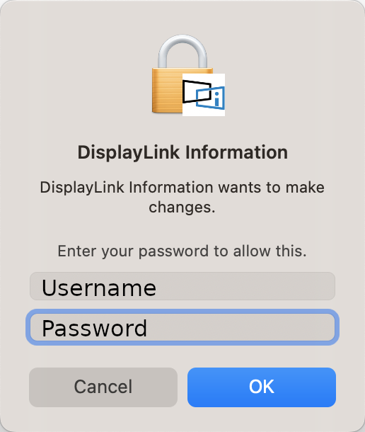 macOS enter password to approve changes