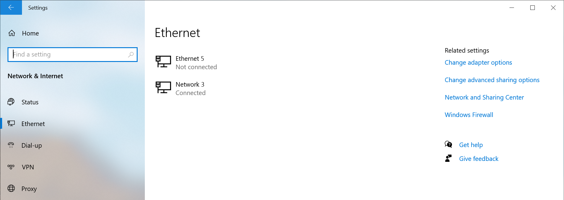 windows 10 settings network and internet ethernet