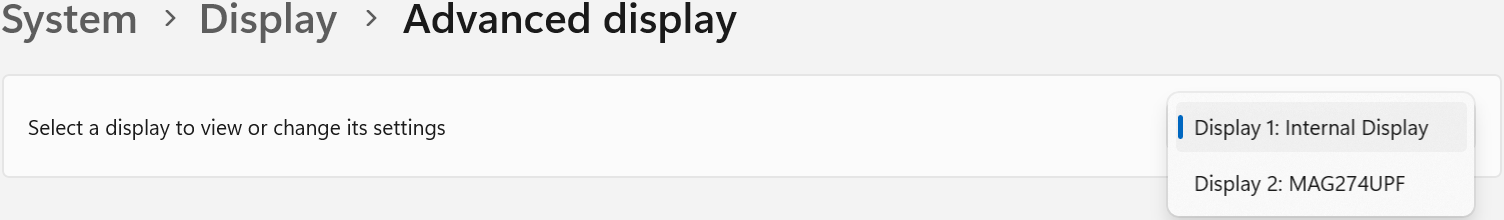 Windows 11 settings system display advanced select display