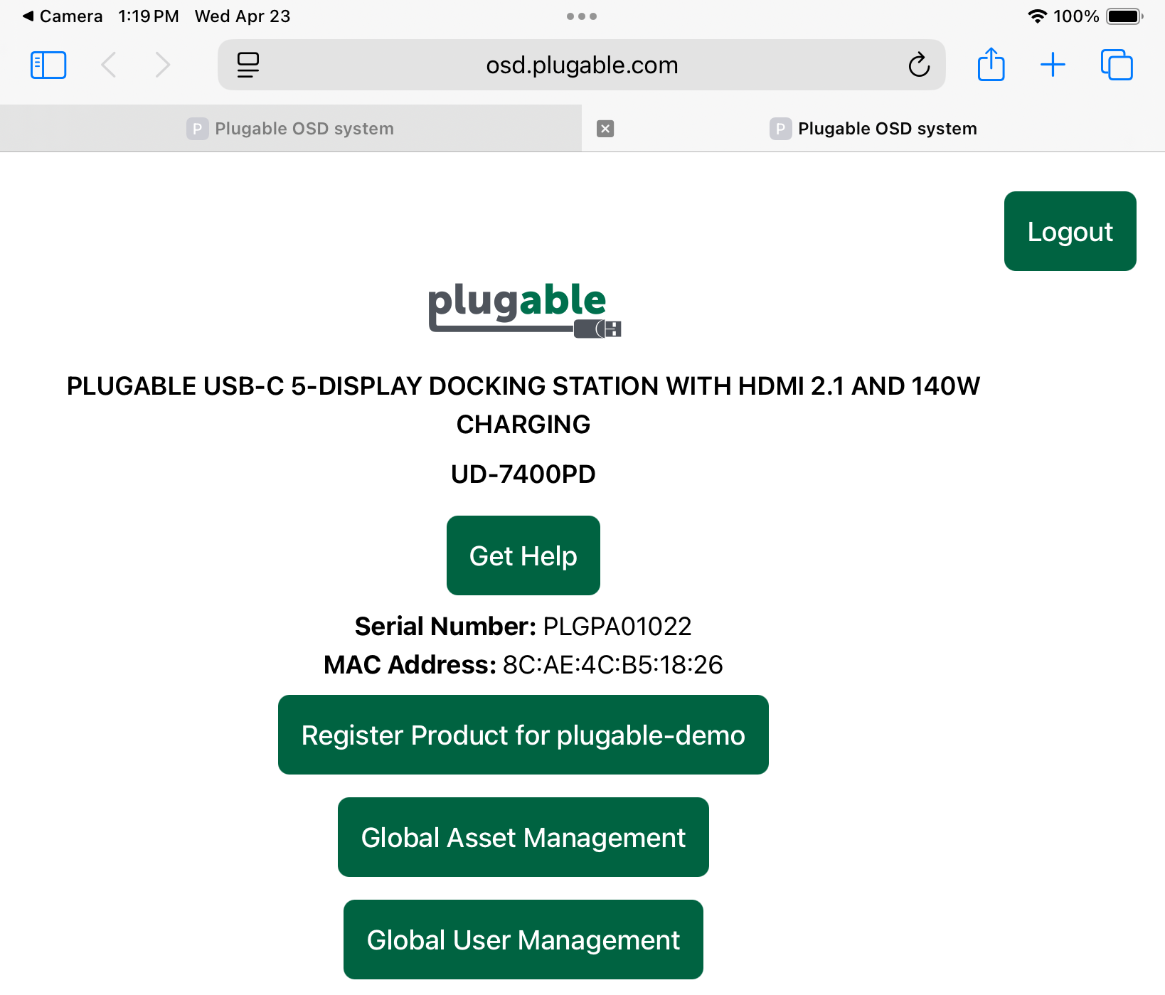 docktag admin device registration