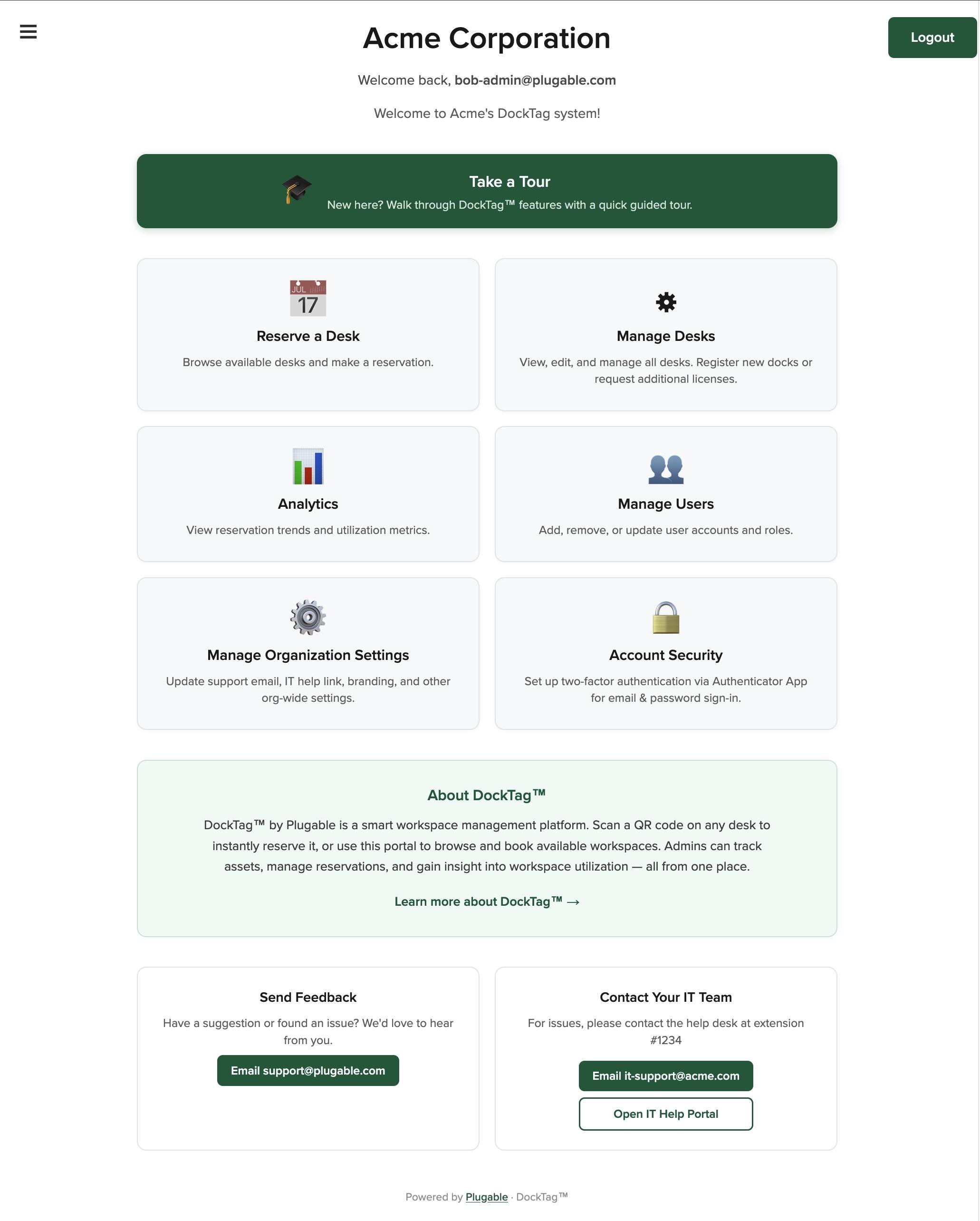 docktag v2 main admin landing page
