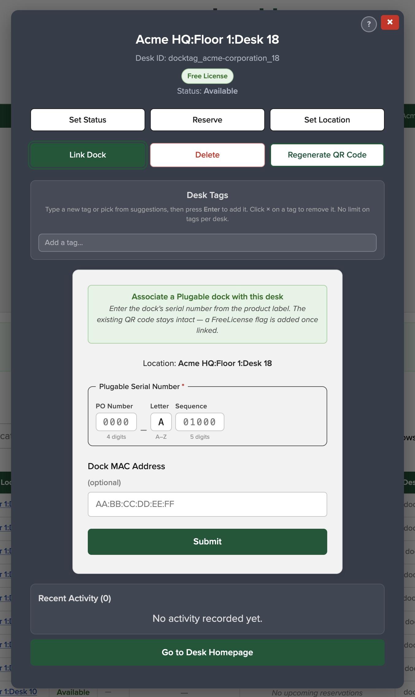 docktag v2 manage desk link dock