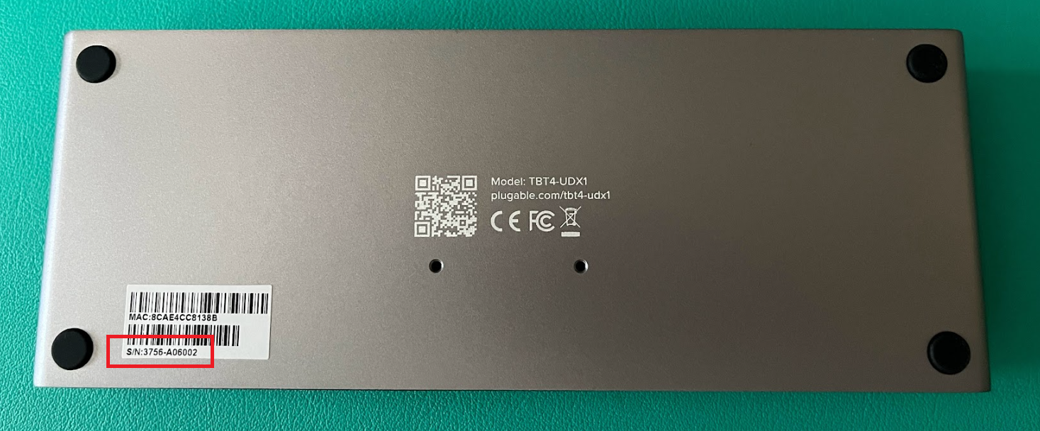 TBT4-UDX serial number location on product