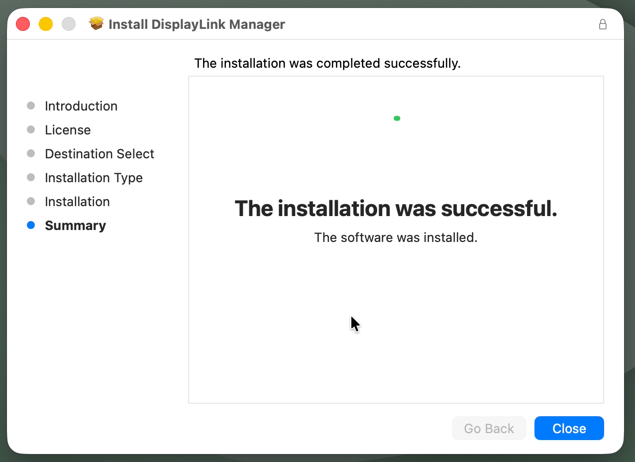 displaylink manager installation complete
