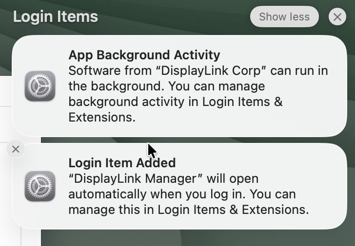 macos login items notifications