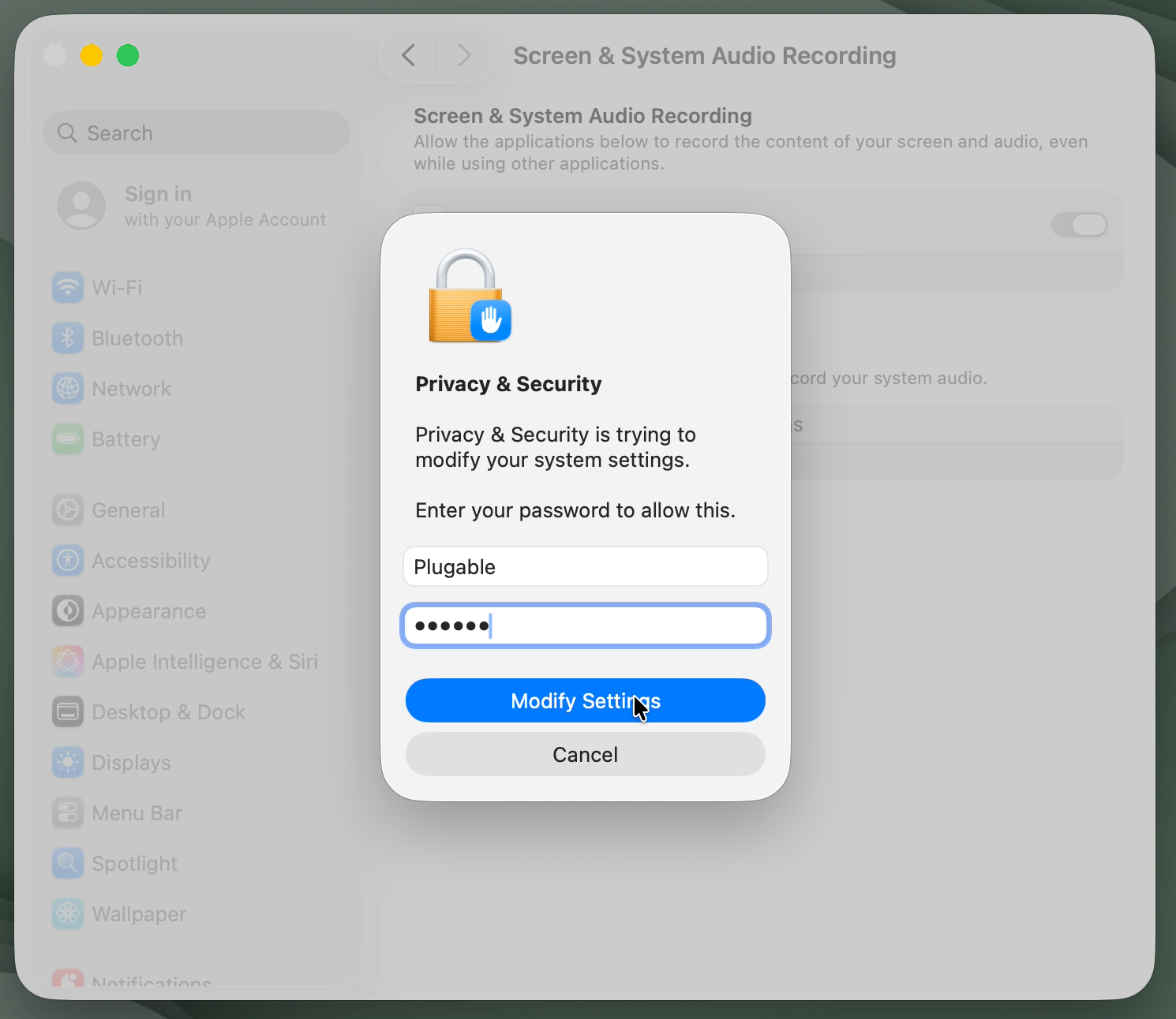 macos privacy and security password prompt filled out