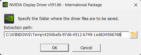 NVIDIA driver extraction path