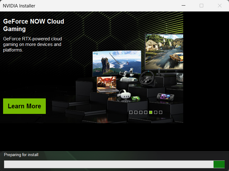 NVIDIA graphics driver installation underway