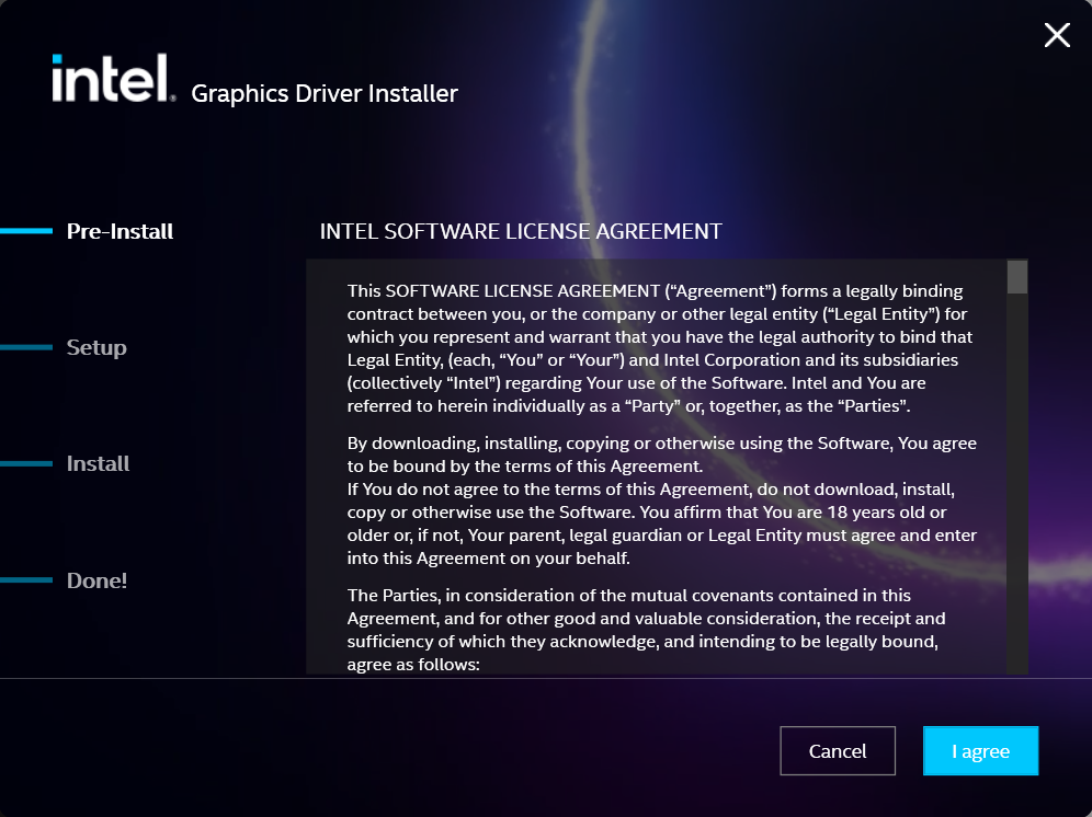 Intel graphics driver license agreement