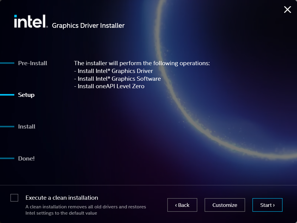 Intel graphics drivers start