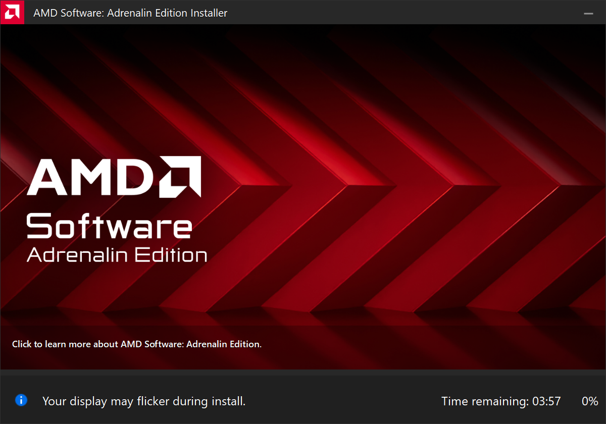 AMD driver installation progress