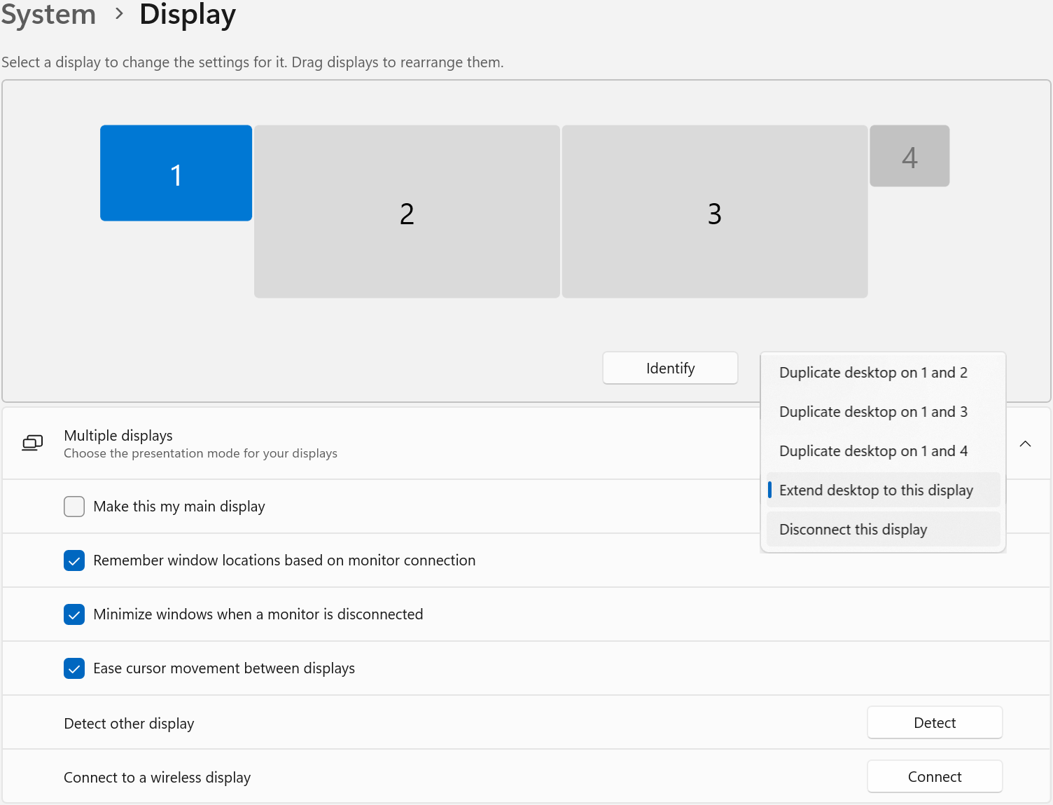 windows 11 display settings disable built-in display