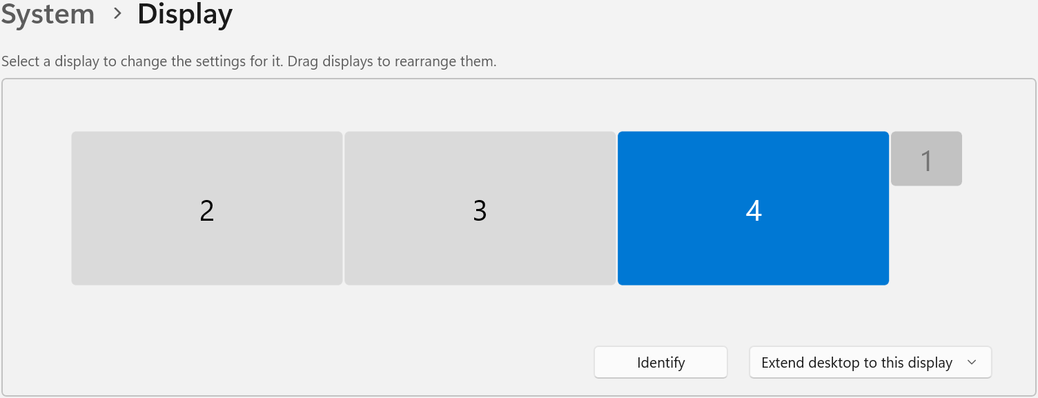 windows 11 settings three externals enabled in extended desktop mode