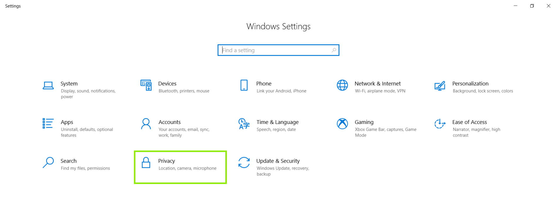 Windows Camera Privacy Settings