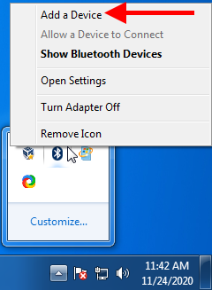 Add a Bluetooth device in Windows 7