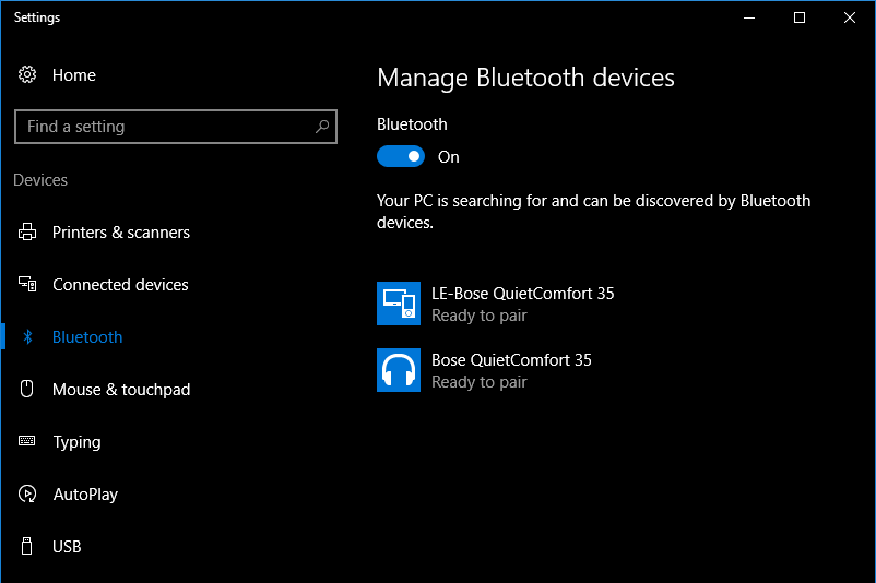 bose quietcomfort 35 bluetooth pairing windows 10