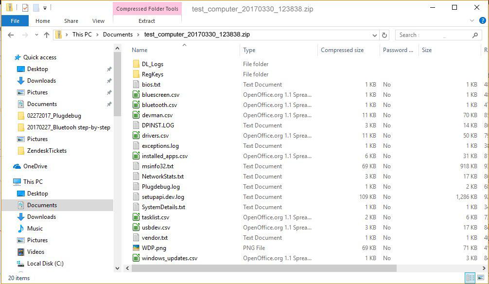View of the files generated by PlugDebug