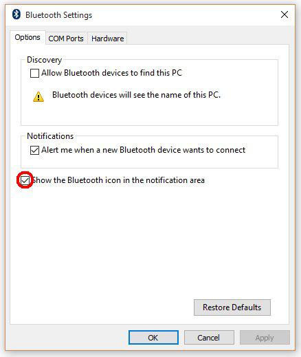 Bluetooth settings in Windows 8