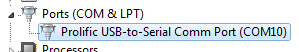 Device Manager Ports COM and LPT section expanded