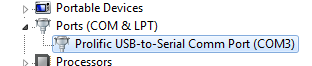 Verify COM Port number in the Device Manager Port COM and LPT section