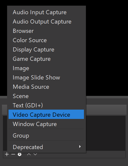 OBS add video capture device