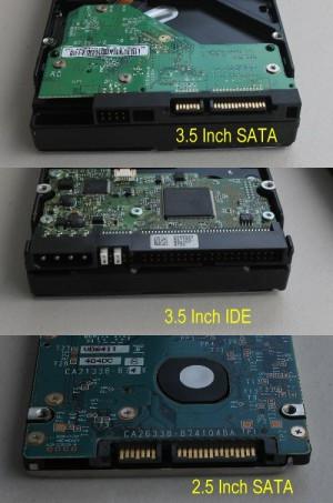 Comparison of desktop SATA desktop IDE and laptop SATA drives