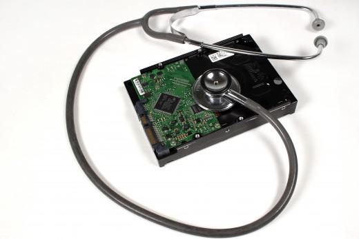 hard drive with stethoscope