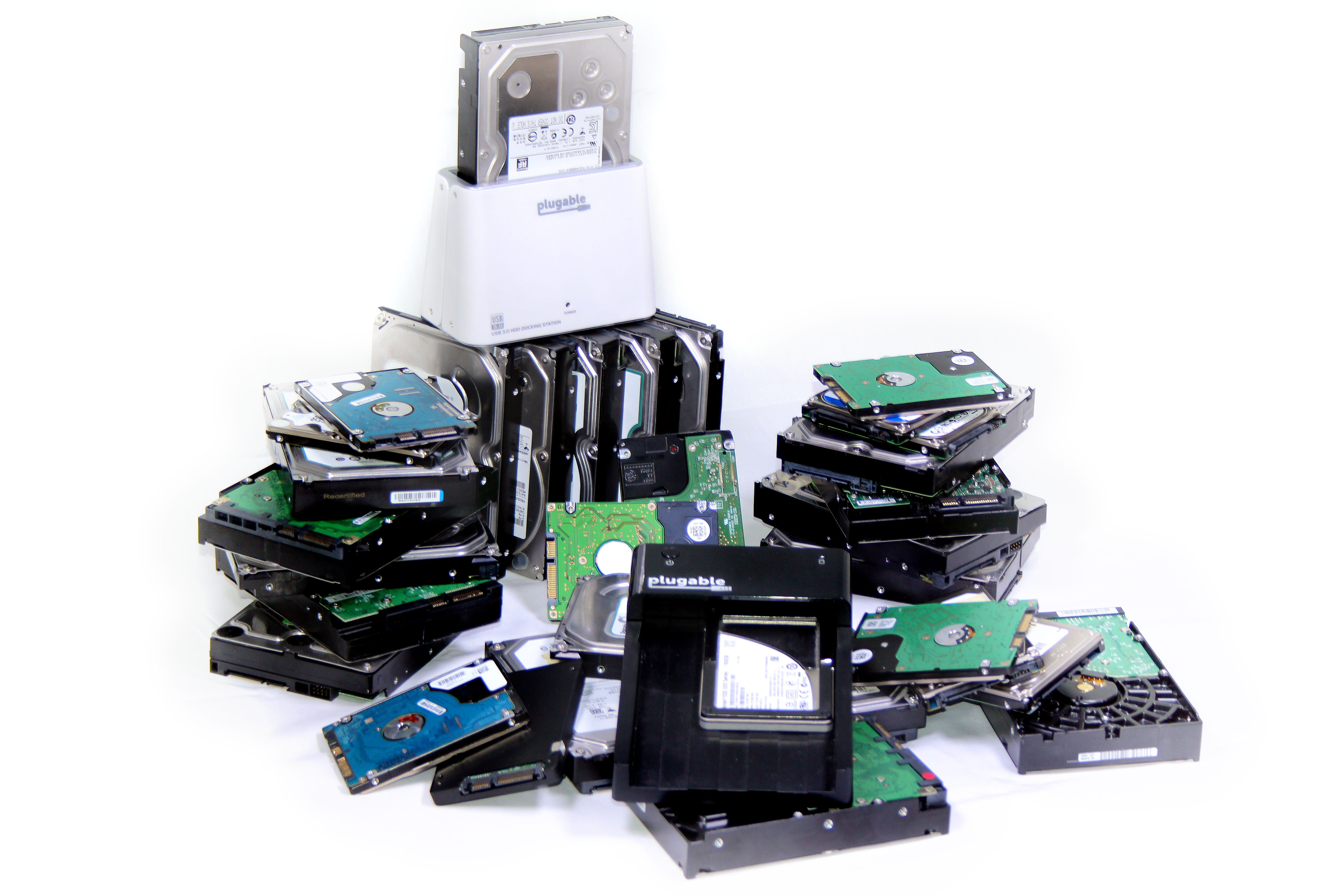 A pile of hard drives