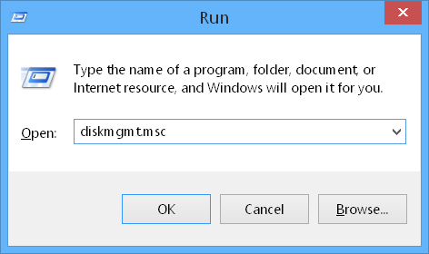 Windows run diskmgmt.msc