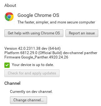 about Google Chrome OS Version Details