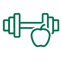 Dumbbell and apple for fitness