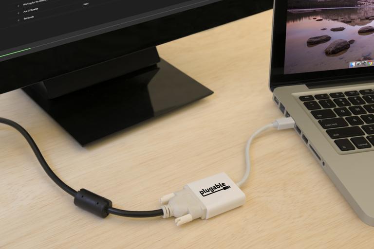 mDP to DVI adapter connected to computer and monitor