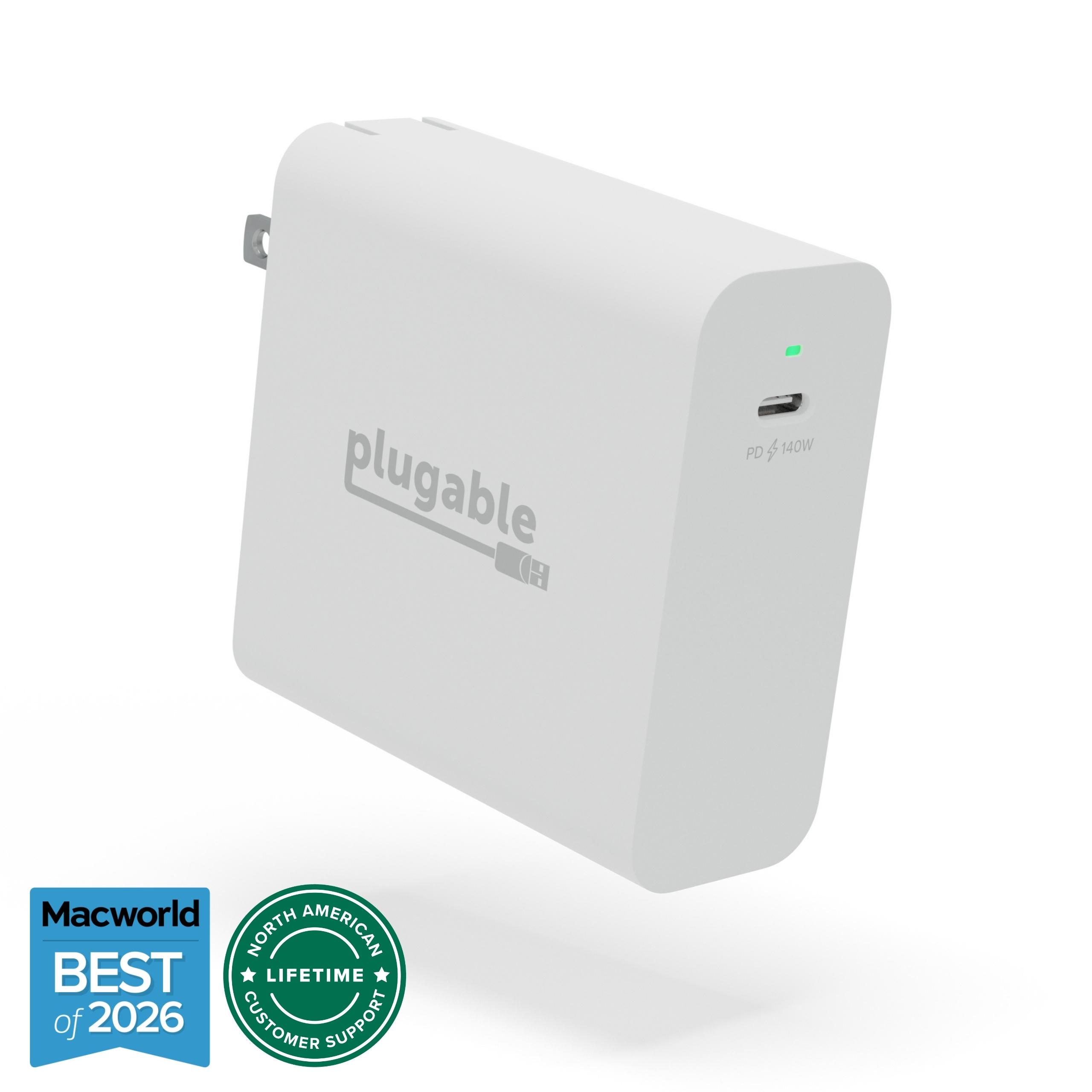Plugable 140W USB-C GaN Charger, PD 3.1 (EPR) Power Adapter for USB-C ...
