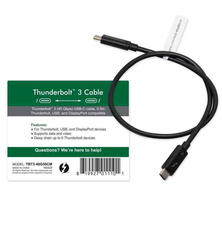 packaging of the Thunderbolt 3 40gbps cable