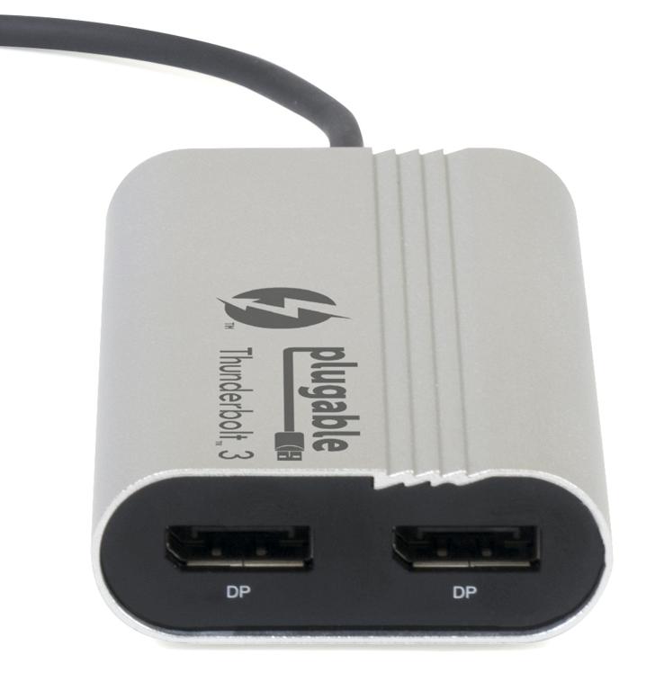 end-on image of the Dual Displayport adapter for Windows