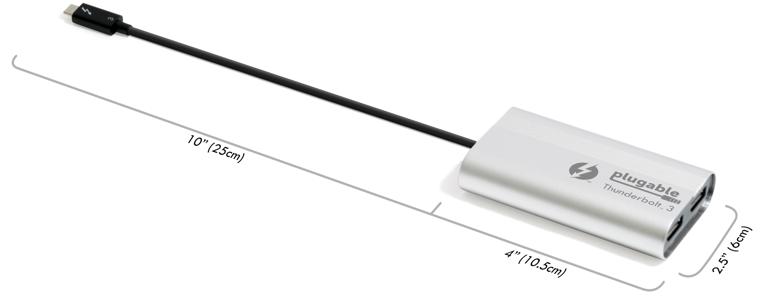 Dimensions for the Dual Displayport adapter for Windows