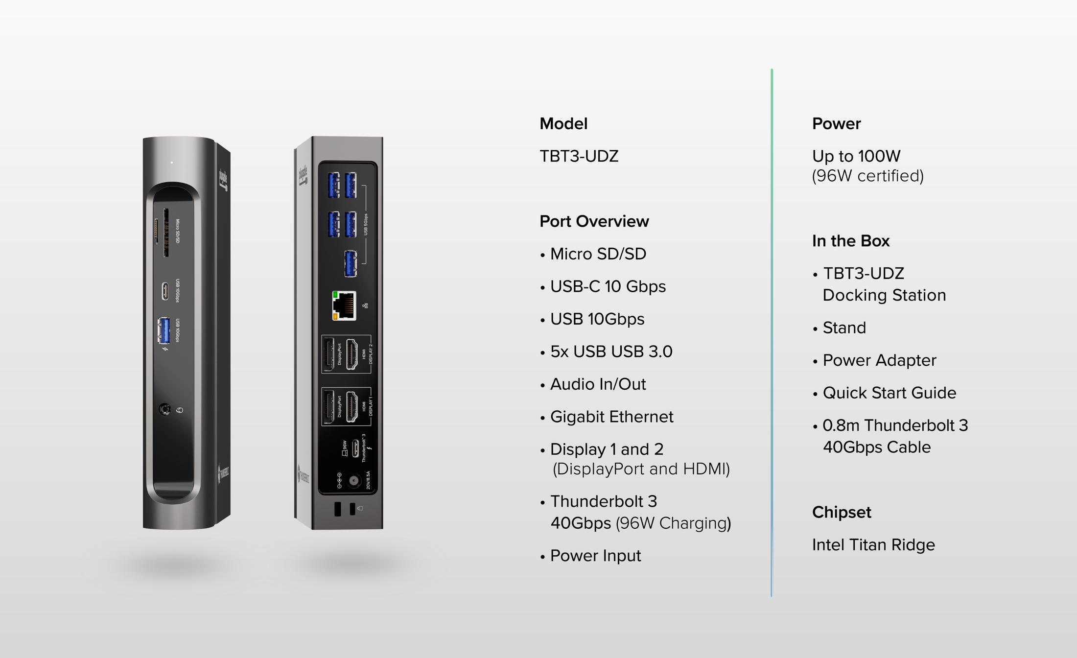 Plugable Thunderbolt™ 3 and USBC Dual Display Dock with 96W Host Char