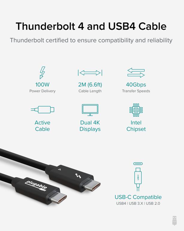 Main image of the Plugable TBT4-40g2m cable