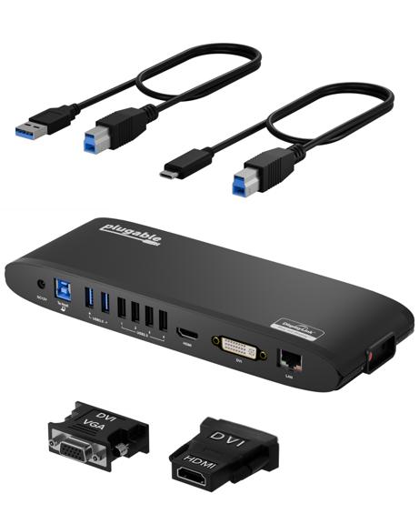 Plugable UD-6950H USB 3.0 Dual 4K Display Horizontal Docking Station w ...